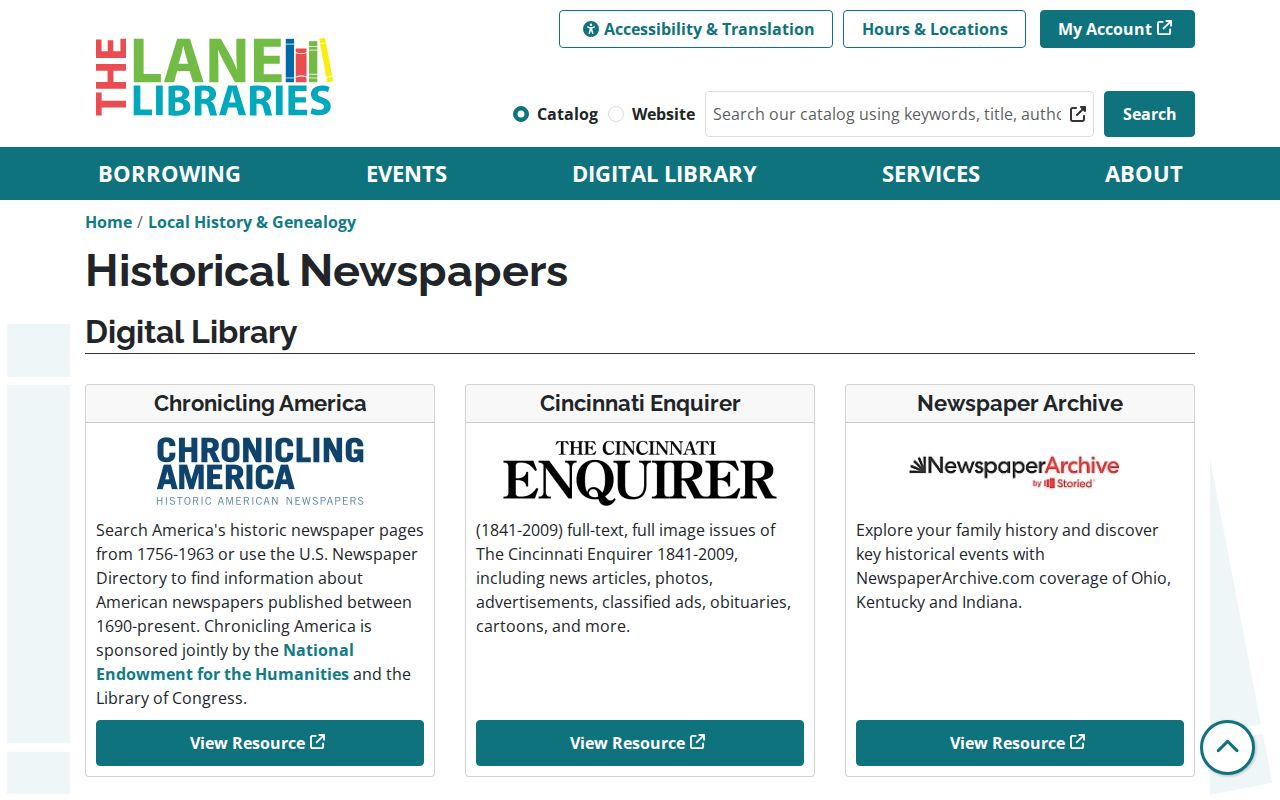 Lane Libraries source for Fairfield Township city directory research