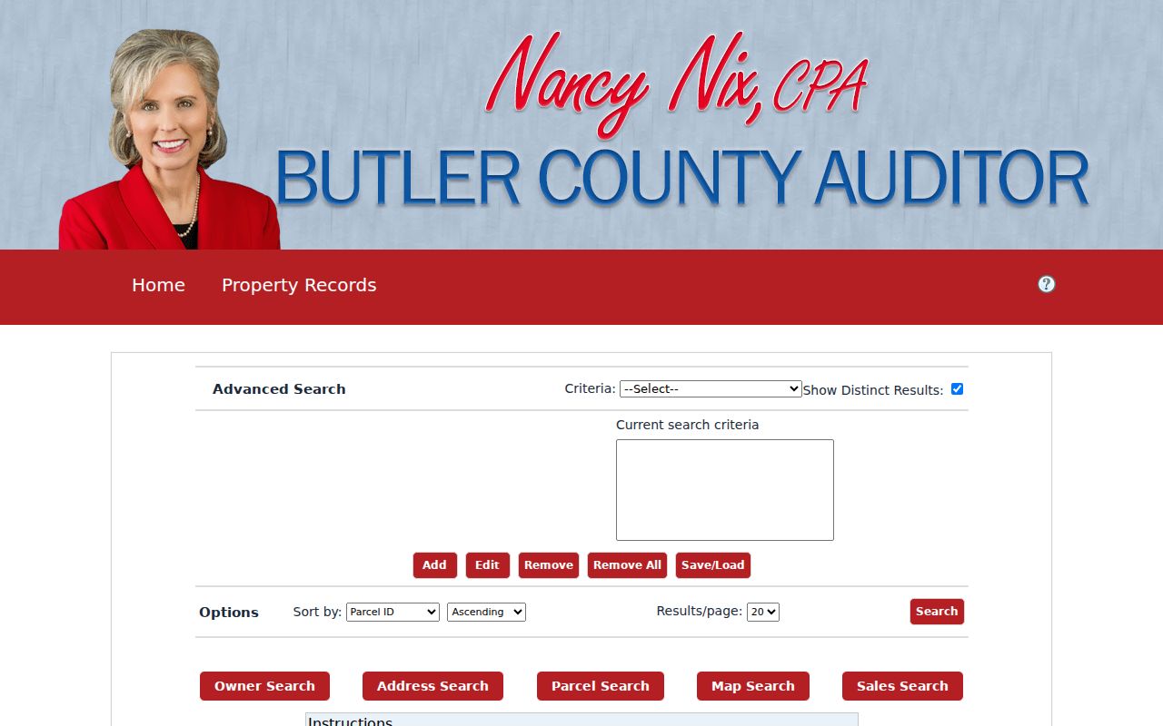 Fairfield Township residents directory Butler County Auditor advanced property search