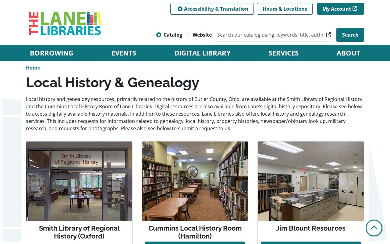 Fairfield Township residents directory Lane Libraries local history collections
