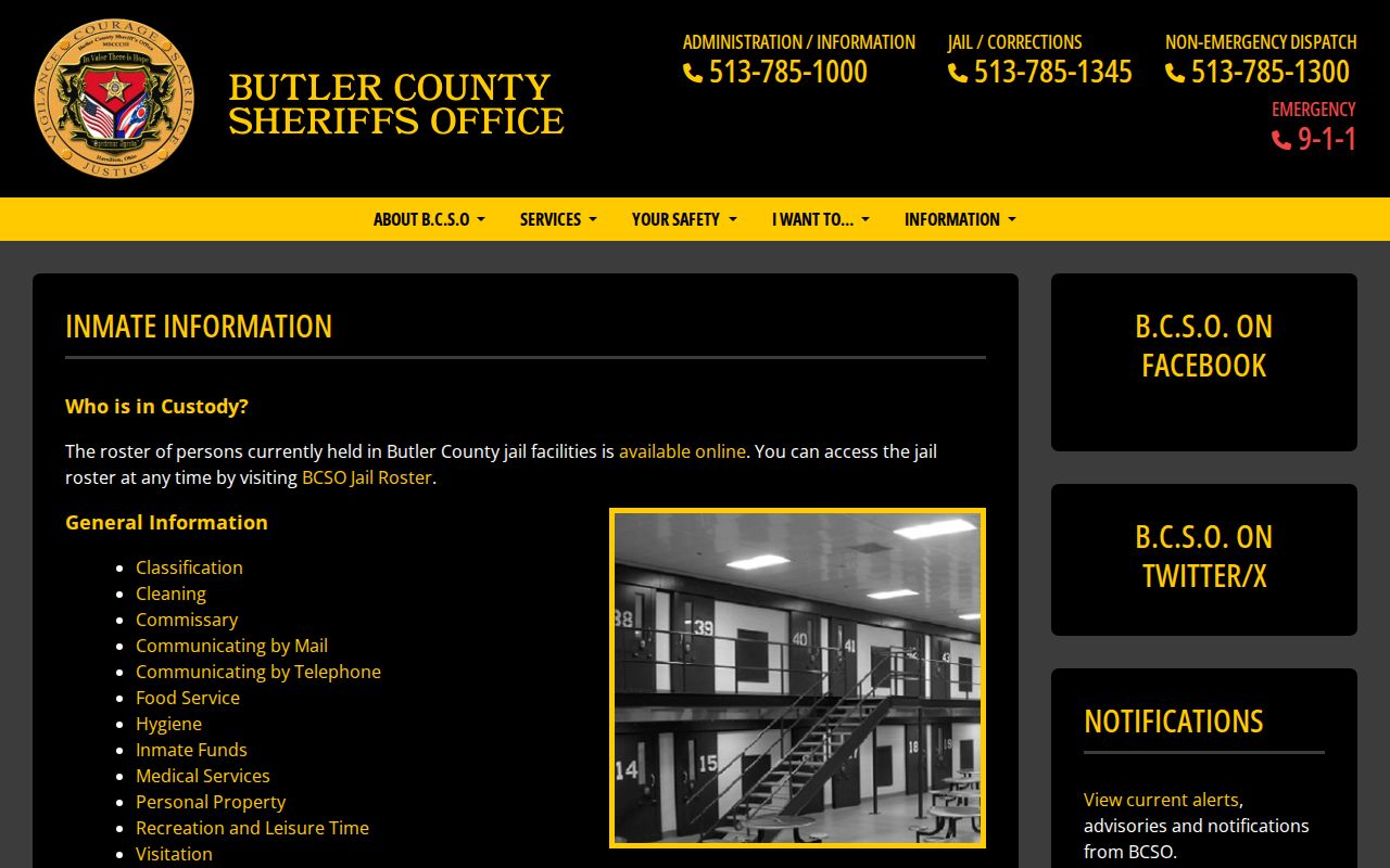Fairfield Township neighbors Butler County current custody information page
