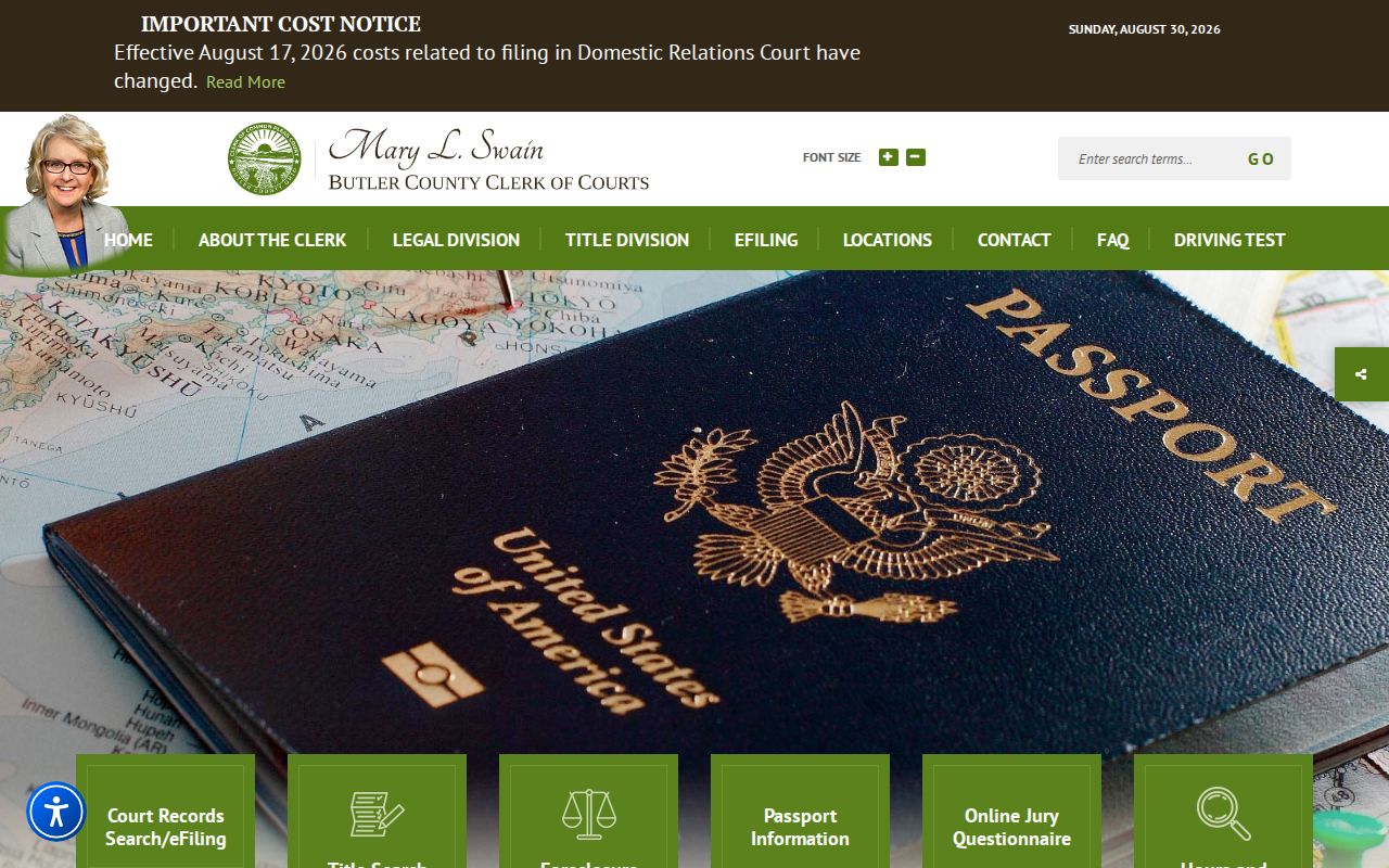 Fairfield Township resident lookup Butler County Clerk of Courts record channel